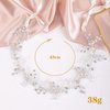BERYUAN Silver Flower Crystal Headband Crystal Beads Hair Piece Silver Wedding Hair Accessories Bridal Heaband for Wedding for Brides Bridesmaid