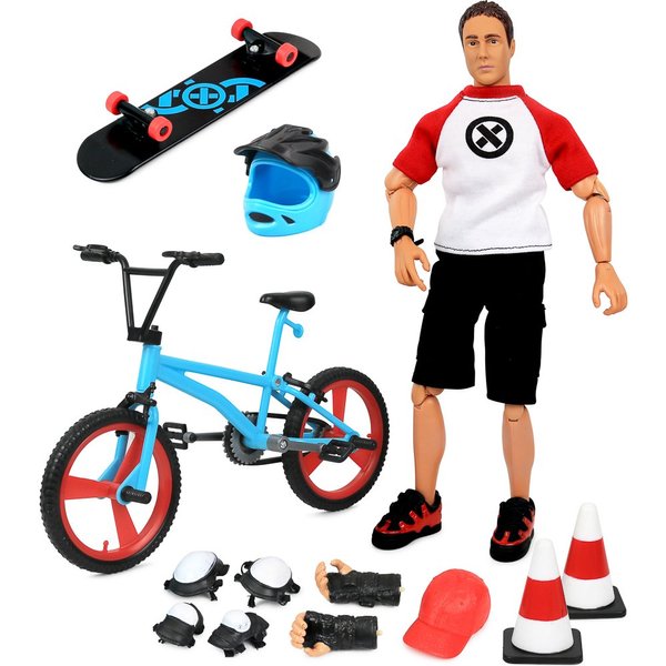 Click N' Play Sports & Adventure Bike & Skateboard 12" Action Figure Play Set with Accessories - Click N Play Military Action Figures
