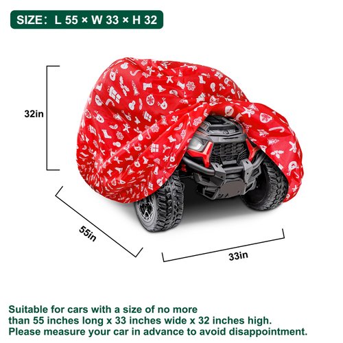 Kids Ride On Toy Car Cover with Christmas Elements, Waterproof Oxford Fabric Cover for Power Wheels Jeep Truck, Kids' Electric Vehicles Cover, All-Weather Protection Universal Fit