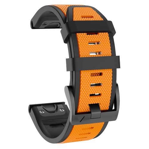 OVERSTEP Compatible with Fenix 5X Band, 26mm Easy-fit Sport Strap Silicone Watch Band Replacement for Garmin Fenix 5X Plus/Fenix 6X/ Fenix 6X Pro/Fenix 7X/ Fenix 3 HR Smartwatch (Orange/Black)