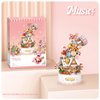 MEIEST Falls Building Blocks Rotating Music Box Set,Candy Flower Bonsai Botanical Collection with Light,Home Decor (Christmas)