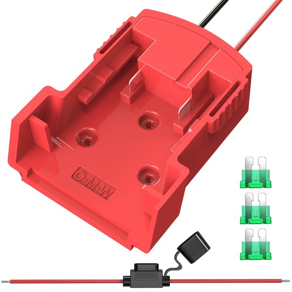 Power Wheels Adapter for Milwaukee, M18 18V Battery Adapter Power Wheels Battery Conversion Kit with Fuse Holder and 3PCS 30Amp Fuses UIInosoo for DIY, RC Toys and Robotics, Red
