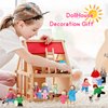 20 Pcs Wooden Dollhouse Family Set of 16 Mini People Figures and 4 Pets, Dollhouse Dolls Wooden Doll Family Cosplay Figures Accessories for Pretend Dollhouse Toy (Vivid Style)
