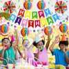 PatiCool Happy Birthday Party Decorations Pack with Rainbow Happy Birthday Banner, Honeycomb Balls, Circle Dot Garland, Paper Fans and Hanging Swirls Streamers