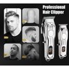 Gegong Professional Hair Clippers for Men, Cordless Hair Trimmer Kit, LCD Display Hair Cutting Set, Wireless Barber Clippers, Rechargeable Haircut Machine for Family (Silver)