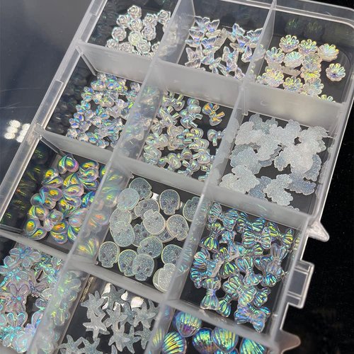 Nail Art Charms for Acrylic Nail Design Kit 300PCS Resin 3d Nail Charms Kawaii Bear Butterfly Flowers Cute DIY Nail Decorations Accessories Supplies