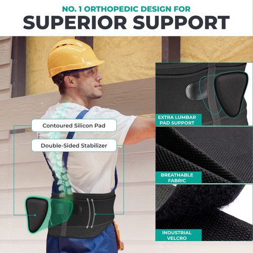Modvel Back Brace - Immediate Relief from Back Pain, Herniated Disc, Sciatica, Scoliosis | FSA or HSA eligible | Breathable Waist Lumbar Lower Back Support Belt with Removable Pad. (Small)