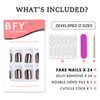 BFY Press on Nails Short Square, Black Chrome Fake Nails, Mirror Metal Acrylic Nails Set Stick Glue on Nails, Shiny Glossy False Nails Elegant Women Girls Nail Accessories Decorations 24 Pcs