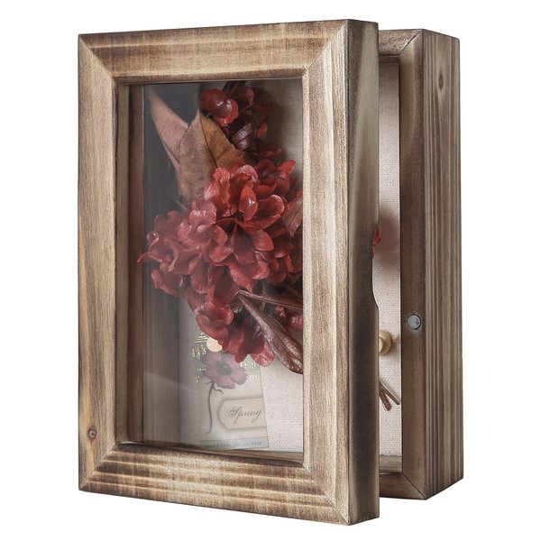 Freezing point Shadow Box Frame 5x7 Shadow Box Display Case Cabinet Picture Frame with Linen Back Memorabilia Awards Medals Bouquet Photos Badge Memory Box for Keepsakes Paw Print Carbonized Small