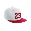 Classic Flat Bill Visor Snapback Hat Custom Color Player Team Numbers, Number 23 Red, White Red Hat