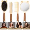 1 Set 4 Pcs Hair Brush and Comb Set for Girls, Comb Mirror Set, Hair Brush Set for Girl, Brush, Hair Comb Set, Dry Wet Detangling Hair Brush, Scalp Massager Hair Brush, Comb Set for Girls Kids Gift