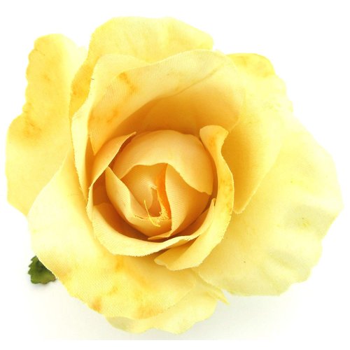 3.5 inch Golden Yellow Rose Poly Silk Flower Hair Clip with Teeth