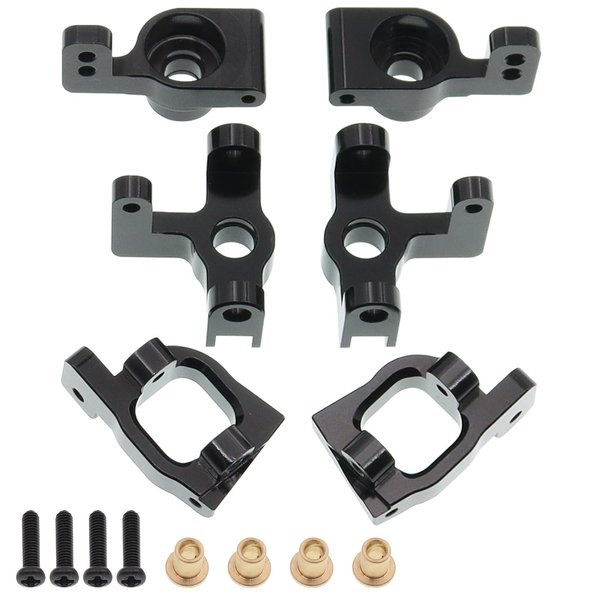 Treehobby 6PCS Metal Front Steering Cup&C seat&Rear Wheel hub Compatible with WLtoys Compatible with WLtoys 1/14 144010 144001 144002 1/12 124016 124017 124018 124019 RC Car Upgrade Parts (Black)