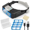 Lighted Optivisor Headband Magnifier, Jewelers Magnifying Glasses 1.5X 2.0X 2.5X 3.5X, Rechargeable Head Mount Magnifier Headset, Hands Free Magnifying Visor for Close Work Crafts Watch Repair Hobby
