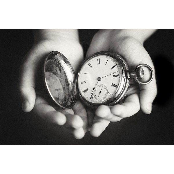 Boy Holding Vintage Pocket Watch Black and White Photo Photograph Cool Wall Art Print Poster 18x12