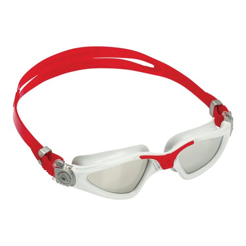 Aquasphere Kayenne Adult Swim Goggles - 180-Degree Distortion Free Vision, Ideal for Active Pool or Open Water Swimmers | Unisex Adult, Silver Titanium-Mirrored Lens, Gray/Red Frame (EP2961006LMS)