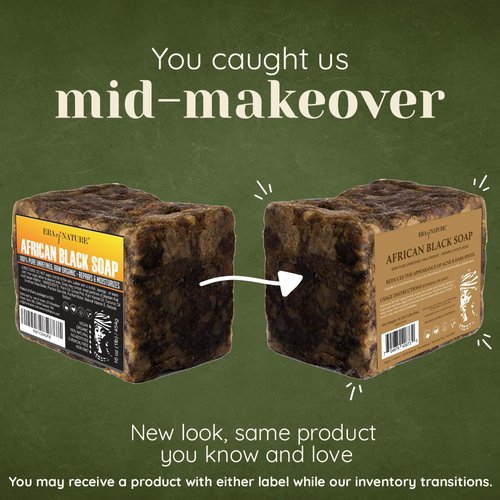 era of nature Best Raw ORGANIC AFRICAN BLACK SOAP, for Dry Skin and Skin Conditions. Pure & Natural Ingredients, Imported From Ghana - 1lb (16oz)