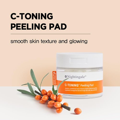 Nightingale C-toning Peeling Pads with Vitamin Complex + AHA∙BHA∙PHA + Niacinamide, Exfoliating Peel Pads, Sebum Care, Improve Skin Texture, Hypoallergenic, Vegan Pads, korean skin care