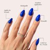 Glamnetic Press On Nails - Cobalt Blue | Opaque Bright Vibrant Blue Short Almond Fake Nails, Reusable | 15 Sizes - 30 Nail Kit