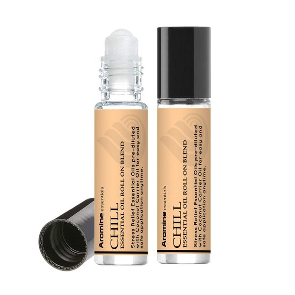 Chill (Stress Reducer and Relaxation) Essential Oil Roll On, Pre-Diluted 10ml (1/3 fl oz) 2 Pack