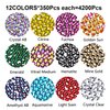 4200Pcs Hotfix Rhinestones Round Shape Flatback Crystal Glass Flatback Nail Art (12 Mixed Colors, 3mm SS10)