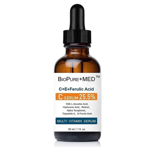 BioPureMED 25% Vitamin CE+Ferulic Acid Serum for Face: Anti Wrinkle Serum with Tripeptide-5, Retinol 22, Hyaluronic Acid Best Organic Korean Skin Care Formula Vitamin C Serum/Face Moisturizer