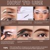 HOSAILY Eyebrow Stamp Stencil Kit, Brown Brow Filling Powder Stamp Waterproof, Eye Concealer, 12Reusable Brow cards+ elastic cord, 2Cleaning Cotton Swab, 2Brush Women Brow Shaping Makeup-Natural Brown