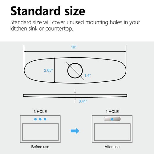 Sink Hole Cover, Escutcheon Plate Stainless Steel Deck Plate for 1 or 3 Hole Bathroom or Kitchen Sink Faucet Mixer Tap 10" Brushed Nickel