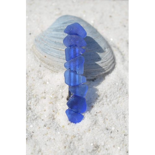 Genuine Cobalt Blue Sea Glass French Barrette Hair Clips