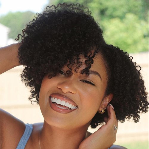 Fancy Hair Short Kinky Curly Wigs Side Part Afro Yanky Twist Wigs for Black Women Synthetic Twist Out Wig Natural Hairstyle for Daily Use (1B)