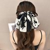 AsggBah 2pcs Premium Hair Bow Accessories: Long-tail Elastics for Girls and Women in Black and White, Hair Tie Scarves