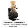 Parker Safety Razor 100% Black Badger Bristle Shaving Brush with White Handle–Extra Dense Badger Bristles Shave Brush Create a Superior Lather–Brush Stand Included