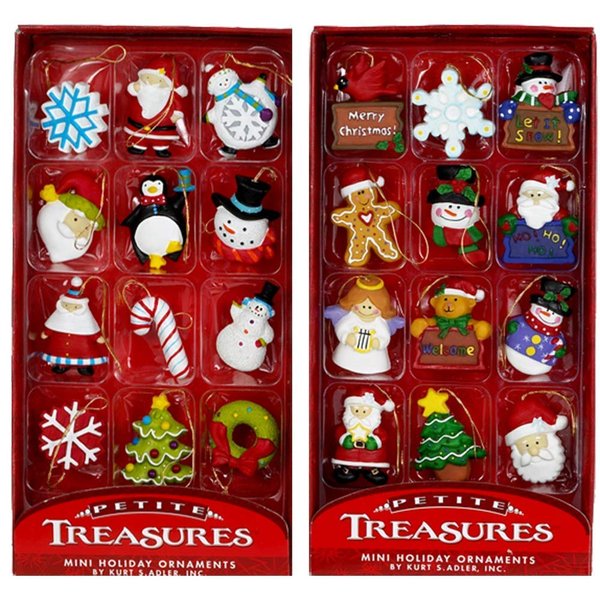 Kurt Adler Petite Treasures 12-Piece Miniature Ornaments Set, 2 Pack