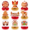 9Pcs Christmas Gingerbread Man Honeycomb Centerpieces Table Decorations Gingerbread House Christmas Table Toppers 3D Double Side Party Decorations for Xmas Winter Home Office House Party Supplies