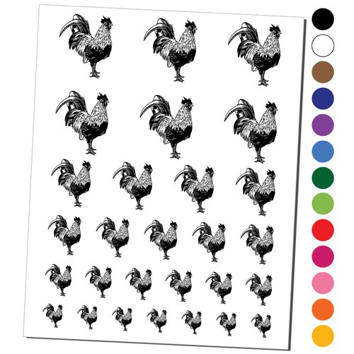 Handsome Rooster Chicken Temporary Tattoo Water Resistant Fake Body Art Set Collection - Light Green (One Sheet)