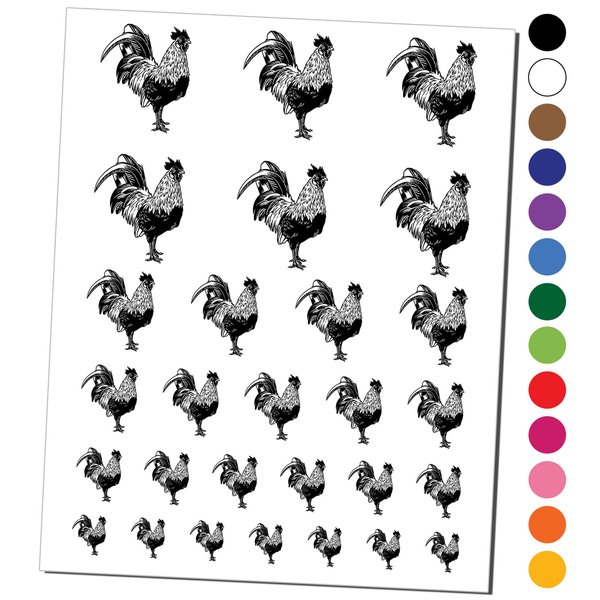 Handsome Rooster Chicken Temporary Tattoo Water Resistant Fake Body Art Set Collection - Light Green (One Sheet)