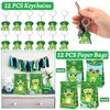 Lcnjscgo 110 PCS Frog Party Favors, Frog Temporary Tattoos Slap Bracelets Keychains Stickers Badges Gift Bags for Frog Birthday Party Decorations Supplies Gifts for Kids Classroom Rewards Baby Shower