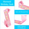 Didder Pink Mermaid Birthday Sash and Crown Party Outfit for Girls, Mermaid Theme Birthday Party Decorations Gifts for Little Girls