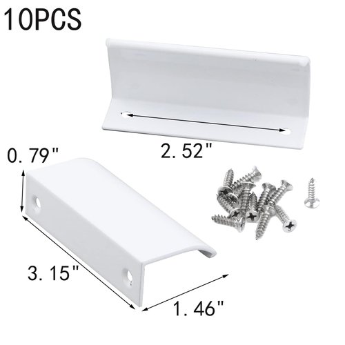 MY MIRONEY 10-Pack White Finger Edge Pulls Back Mount Hidden Door Handles Hardware Modern Style Arc Concealed Cabinet Pulls with Screws, 3.15" Length