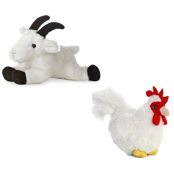 Aurora Rocky Mountain Goat & Chicken Mini Flopsie 8" Bundle