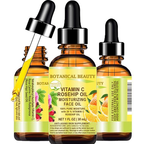 Botanical Beauty VITAMIN C ROSEHIP OIL Moisturizing Face Oil Anti-aging, Regenerating and Nourishing 20% Vitamin C, Pure Rose Hip Oil 1 Fl. Oz - 30 ml