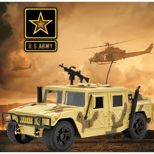 Lollipop United States Army Friction Powered Military Humvee Toy, 1:16 Scale Model Armored Car, Utility Vehicle w/Lights/Sounds