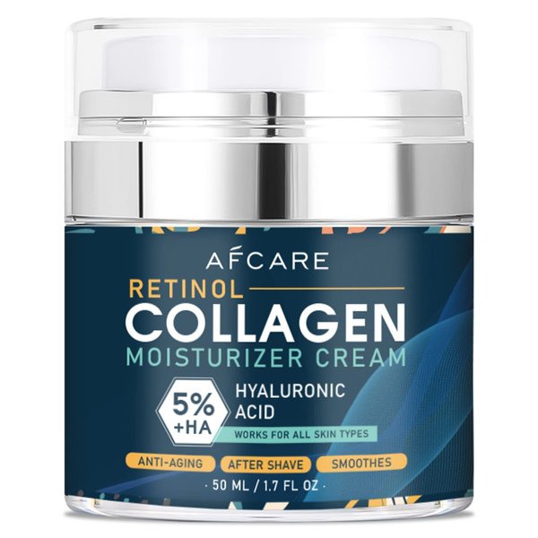 AFCARE Mens Face Moisturizer Cream, Face Collagen Cream with Hyaluronic Acid Day and Night Nourishing and Moisturizing for Man (50ml 1.7 oz)