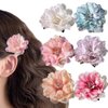 6Pcs Flower Hair Clips Hawaii Bohemian Flower Hairpin Tea Flower Artificial Tropical Hair Clip for Women Girls Seaside Holiday Vacation Beach Party Bridal Hair Barrette Accessories