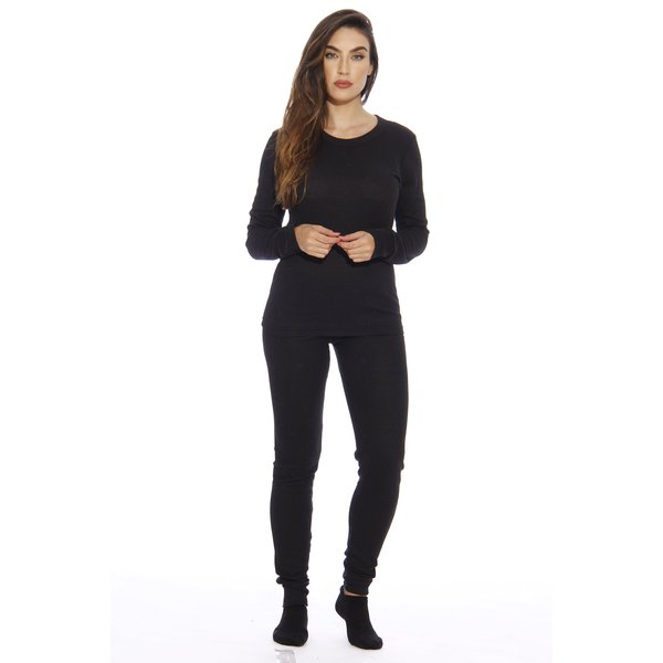 Just Love 95862-Black-S Women's Thermal Underwear Pajamas Set Base Layer Thermals