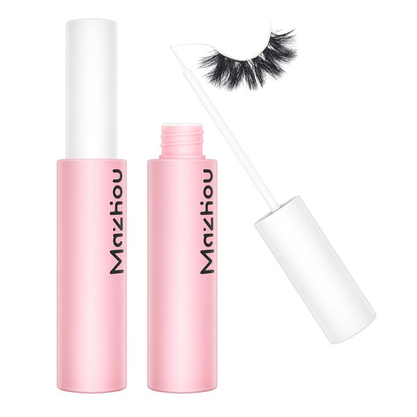 Eyelash Glue Super Strong Hold for False Eyelashes, Eyelash Adhesive, Latex Free, Long Lasting Wear，Suitable for Sensitive Eyes, Waterproof, White 0.27 oz (Pink Bottle, 0.28 oz)