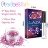 Laza 2 Jars Body Glitter for Valentine’s Day Hair Accessories Iridescent Chunky Sequins with Glitter Glue for Women Makeup Face Paint Festival Rave Outfits Party Costumes - Blooming Rose