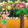 Tropical Luau Balloons Arch Garland Kit Luau Party Decorations with Palm Leaves Flamingo Palm Tree Aloha Foil Balloon Coconut Balloons Set for Tropical Hawaiian Aloha Luau Flamingo Party (Aloha-A)