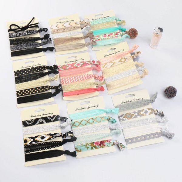 Beauty Wig World 9 Pack Elastic Ribbon Hair Ties Set 45 Pcs No Crease Ponytail Holder Hair Bands Hair Supplies Colorful Bracelet for Girl and Women Hair Accessories