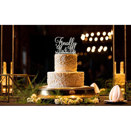 Glitter Silver Finally Mr&Mrs Wedding Cake Topper, Elegant Cake Topper For Wedding Anniversary, Romantic Wedding Party Decorative Cake Toppers, Acrylic Cake Topper